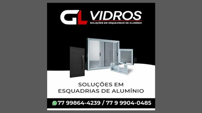Logotipo: GL vidros soluções em Esquadria de Aluminio