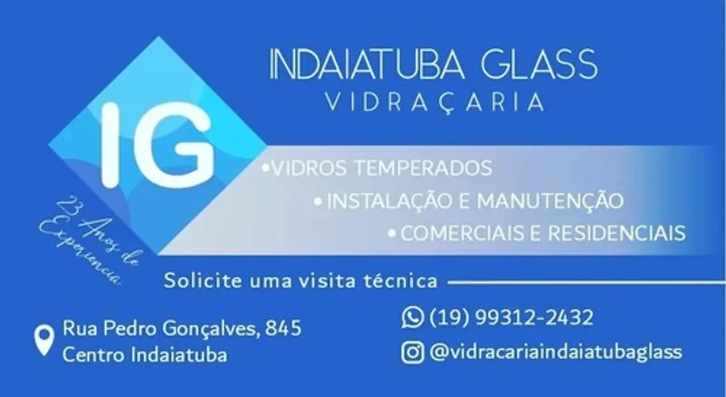 Logotipo: Vidraçaria Indaiatuba Glass.